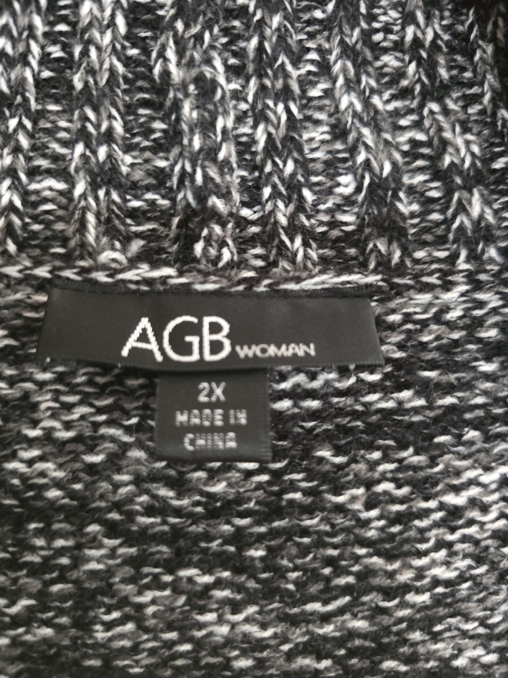 AGB Woman Marled Black/Gray/White Open-Front Cardigan - Picture 4 of 4